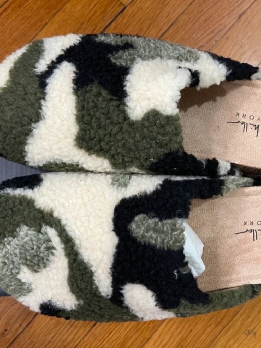 New Nicole Miller Fuzzy Camo Slippers (With Box)